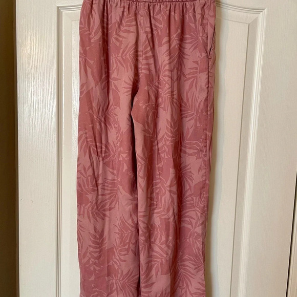 C&C California Pants Size S Pink Palm Pull On Wide Leg Beach Lagenlook Casual - Picture 4 of 5